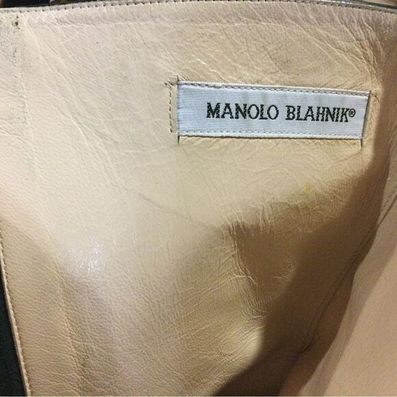 MANOLO BLAHNIK Black Patent Leather Calf High Flat Booties - Picture 5 of 9